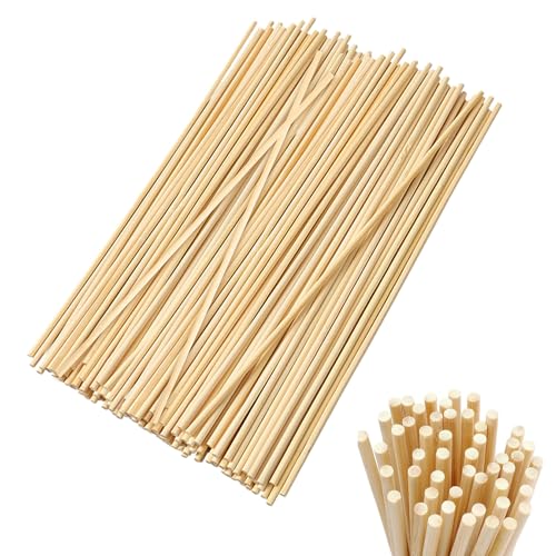 Forhandy 200 Stück Zuckerwatte Stäbe 300mm x 3mm Holzstäbchen Lange Rund Eisstiele Holzstäbe zum Basteln Kandiszucker Sticks Rundhölzer für Handwerkskunst DIY Heimwerker
