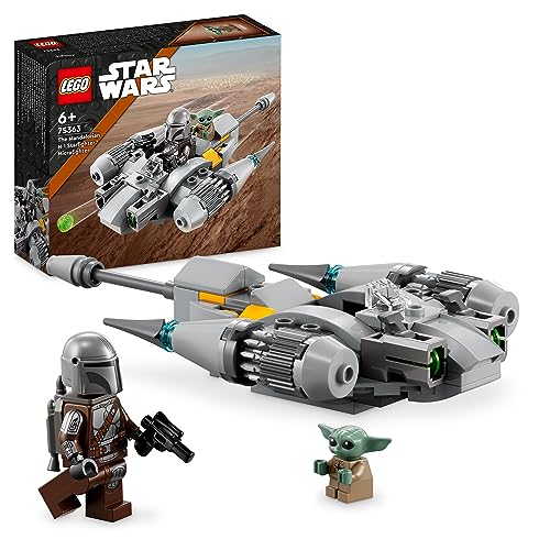 LEGO Star Wars N-1 Starfighter des Mandalorianers – Microfighter Mikro-Bauspielzeug, Das Buch von Boba Fett-Fahrzeug mit Baby Yoda-Figur Grogu, Geschenk für Kinder, Jungen, Mädchen ab 6 Jahren 75363