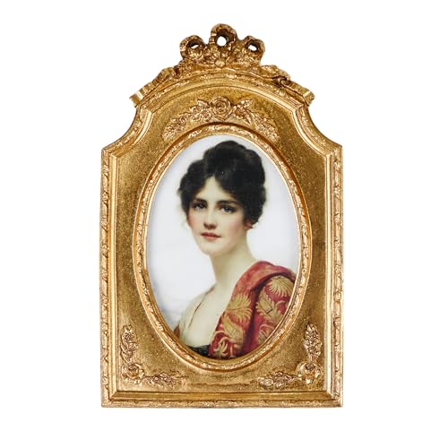 SDlumeiy Vintage Bilderrahmen aus Kunstharz, 10,2 x 15,2 cm, goldfarben, zur Wandmontage, dekorativer Bilderrahmen für Tischplatte und Wand, goldfarben, 10 x 15 cm