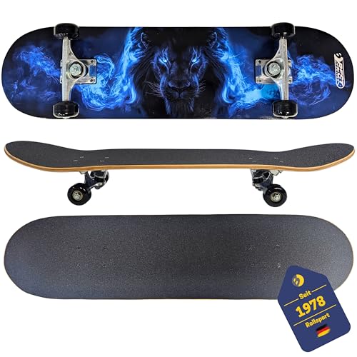 BEST SPORTING Skateboard Lion – Robustes Holzdeck & ABEC 5 Kugellager für Anfänger & Fortgeschrittene – Skateboard Löwe