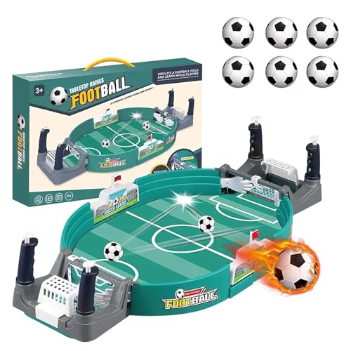 CHmiss Tischkicker Kinder,Interaktives Tischfußballspiel mit 6 Fußbälle, Mini Tischkicker Desktop Spielzeug Tisch Fußball Kit, Innen 2-Spieler-Party-Spielzeug-Geschenk für Kinder Erwachsene (6-Ball)