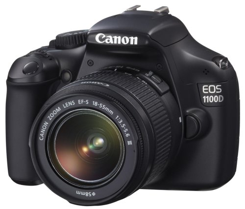 Canon EOS 1100D SLR-Digitalkamera (12 MP, 6,9cm (2,7 Zoll) Display, HD-Ready, Live-View, Kit II inkl. EF-S 18-55mm 1:3,5-5, 6 IS II) schwarz