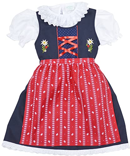Schrammel Kinderdirndl Kindertrachten (110-116, Blau-Rot)