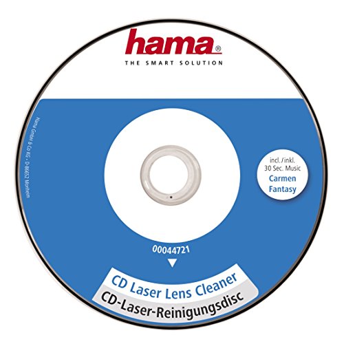 Hama Reinigungs-CD für CD-Player (Laser Reinigung, Reinigungs CD für CD Player mit Laufwerkschublade, Reinigungsdisc, Reinigungscd, Trockenreinigung Laseroptik), silber