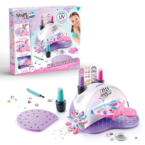 Canal Toys - Style 4 ever OFG 241- Nail Art Gel Studio Set mit echter UV-Nageltrocknerlampe, künstliche Nägel, und Nagellack, Nagelstudio für Kinder, 1 Maniküre-Set, mehrfarbig