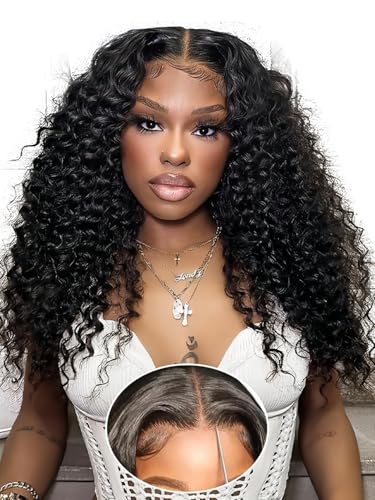 20 Zoll Deep Wave Women's Real Human Hair Wig,200% Density 6X6 Glueless Wig Human Hair Pre Plucked Pre Cut For Black Women,Max Part HD Lace,Easy To Install Friendly To Beginners(51cm)