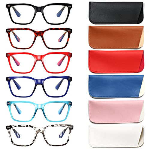COJWIS 6 Pack Lesebrille Damen Herren Blaulichtfilter Brille Anti-Müdigkeit Computerbrille Gaming Schutzbrille und Großer Rahmen Lesehilfe (6 Farbe Mischen, 2.50, multiplier_x)