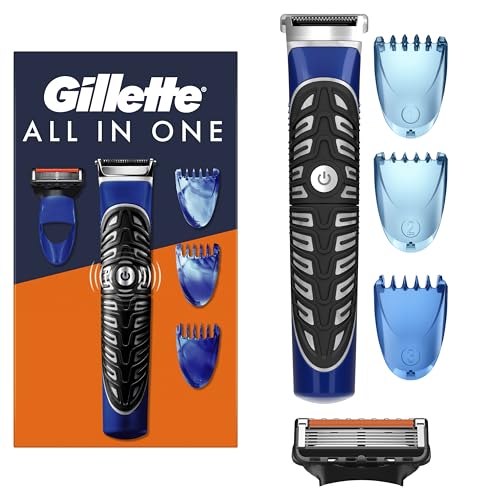 Gillette Fusion 5 Styler Rasierer Herren — Barttrimmer und Multigroom, Haarschneidemaschine für Gesicht, Kopf und Körper, Wasserdicht, Inkl. Rasierklinge + 3 Kammaufsätze — Schwarz