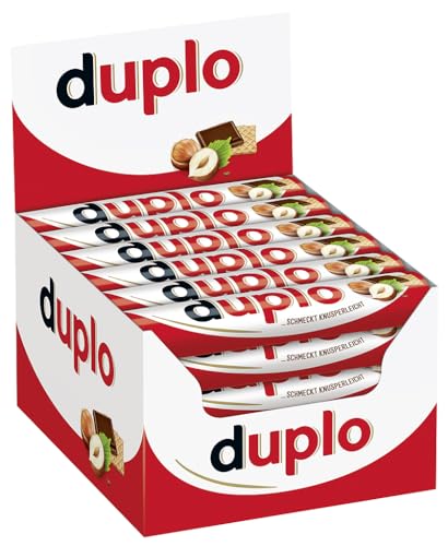 duplo Einzelriegel – knuspriger Schokoriegel mit feiner Nugatcreme, knuspriger Waffel und zarter Vollmilchschokolade – 1 Großpackung mit 40 einzeln verpackten Riegeln (40 x 18,2 g)