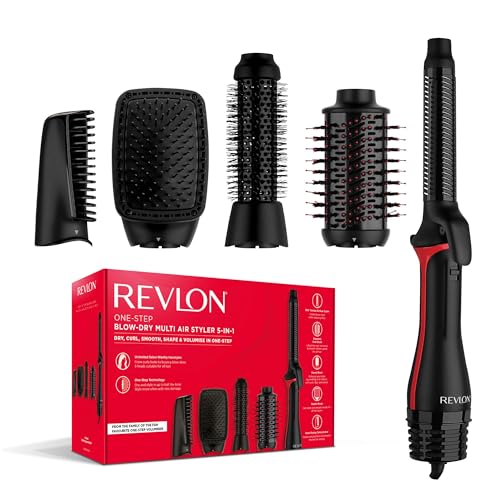 REVLON 5-in-1 One-StepTM-Haartrockner und Multi-Styler (abnehmbare Köpfe, Lockenaufsatz, Trockner, Volumiser, Styler, Formgeber). RVDR5370