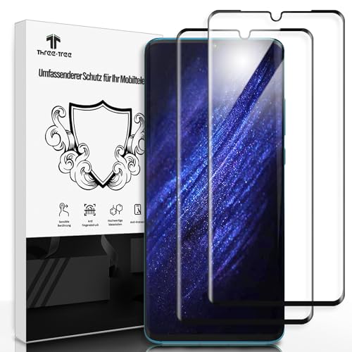 Three-Tree Schutzfolie für Panzerglas für Huawei P30 Pro/New Edition, 9H Härte Folie, Keine Blasen,3D-Volle Bedeckung Gehärtetes Glas,Anti-Kratzen,HD Klar Displayschutz (2 Stück) für Huawei P30 Pro