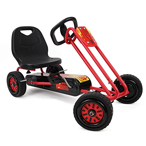509 Crew Rocket Pedal-Gokart – rot| Tretauto | Aufsitzspielzeug für Jungen & Mädchen mit ergonomisch verstellbarem Sitz & präziser Handhabung, Gummiräder, mit Handbremse, ab 4 Jahren