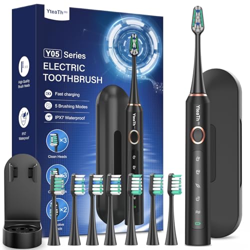 Elektrische Zahnbürste für Erwachsene und Kinder - Schallzahnbürste, Electric Toothbrush mit 8 Bürstenköpfen (3 Typen), 90 Tagen Akkulaufzeit, 5-Modi, 50000VPM, Reiseetui, Timer