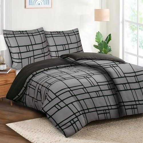 Pamposh Bettwäsche 135x200 4teilig - Bettwäsche Grau 2 Bettbezüge 135x200 cm + 2 Kissenbezüge 80X80 cm, ÖKO-TEX Bettwäsche-Sets Ultraweicher Mikrofaser mit Reißverschluss