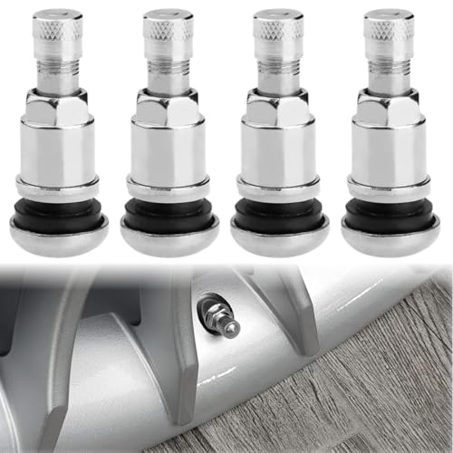 XURJUMI 4 Stück Reifenventil Metall, Metallventile Für Alufelgen, Universal Autoventil 11,3 Mm, Langlebige Ventileinsatz Auto Mit Gummidichtung, Felgenventile Geeignet Für Pkw, Motorrad Und Fa