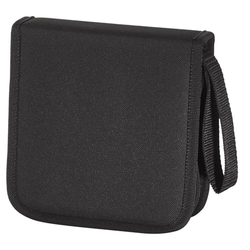 Hama CD Tasche für 32 Discs/CD/DVD/Blu-ray (Mappe zur Aufbewahrung, platzsparend für Auto und Zuhause, Transport-Hüllen) Schwarz