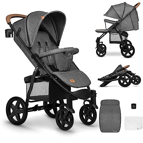 LIONELO Annet Buggy bis 22 kg mit Liegefunktion, Kinderwagen klein zusammenklappbar mit Zubehör, Eva-Schaum-Räder, Moskitonetz, Fußdecke Getränkehalter, Korb