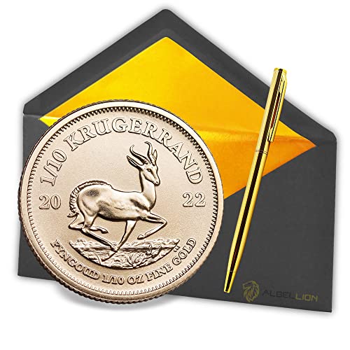 1/10 oz Unze Krugerrand Krügerrand Gold-Münze von Rand Refinery, Echtheitsgarantie + Albellion® Kugelschreiber gratis