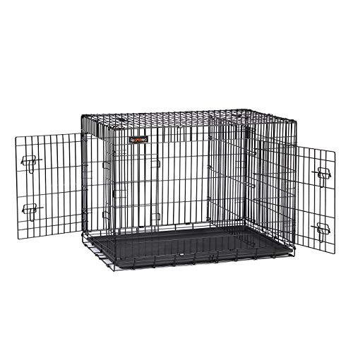 Feandrea Hundekäfig, Hundebox, zusammenklappbar, transportabel, 2 Türen, 92,5 x 57,5 x 64 cm, schwarz PPD36BK