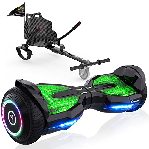 EVERCROSS EV2 Hoverboards mit Sitz - 5,2 Ah Akku, 15 KM/H, Bluetooth Music, 7-Farben Pedallichter, 85 KG Tragkraft, Hover Boards mit Hoverkart Für Kinder & Jugendliche & Erwachsene