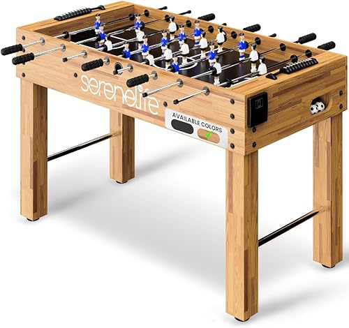 Serenelife Tischkicker Kinder & Erwachsene – Kickertisch Klappbar – Table Fussball mit 4 Bälle & gewichteten Kicker Figuren – Tischfußball mit Stahlstangen, Kinder & Erwachsene für Heim- & Spielzimmer