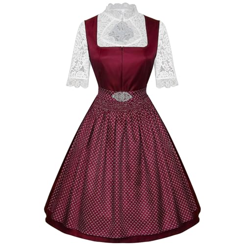 Inmeilifus Dirndl Damen,Dirndl Bluse für Damen, Midi Dirndlkleid Oktoberfest Outfit mit Dirndlschürzen