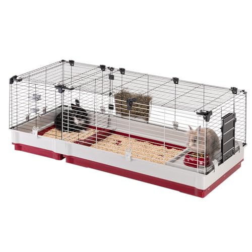 FERPLAST - Meerschweinchen Käfig - Hasenkäfig - Kaninchenkäfig - Häuschen und Zubehör Inklusive - Viel Platz für Kaninchen - Öffnenden & Modular 142 x 60 x h 50 cm - Krolik, 140
