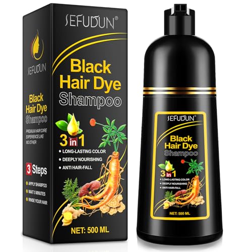 3-in-1 Herbal Hair Dye Shampoo, Natural Black Hair Color Solution for Women & Men, Herbal Hair Dye Shampoo Deeply Nourishing