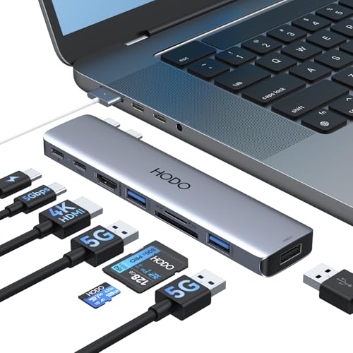 HODO USB C Hub Adapter für MacBook Pro Air, Mac Zubehör 8 in 2 mit 4K HDMI,Thunderbolt 3 Port, USB 3.0/2.0, SD und TF Kartensteckplatz für M3 M2 M1 2024 2023 2022 2021