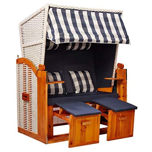 intergrill Strandschönheiten Doris Ostsee Strandkorb 2-Sitzer Vollholzfront Verschiedene Dekor innen außen für Balkone Terrassen Wintergärten Garten Lounge inkl Schutzhülle