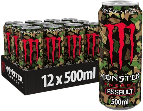 Monster Energy Assault - erfrischender Energy Drink mit 160 mg Koffein - in praktischen Einweg Dosen (12 x 500 ml)