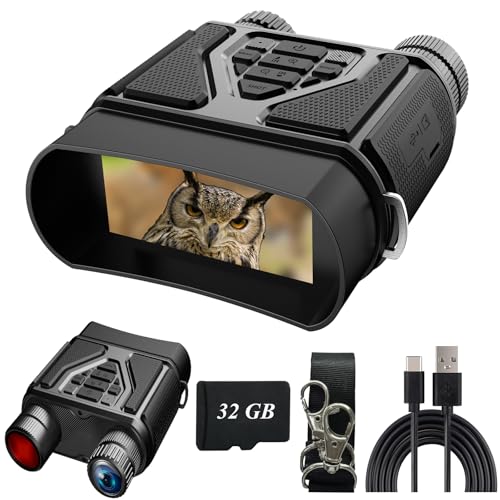 Nachtsichtgerät, Jadfezy Digital Infrarot Nachtsicht Fernglas 300M Reichweite, Wiederaufladbares Nachtsichtgeräte mit 32GB, 8X Digitalzoom Nachtsicht für Vogelbeobachtung Camping Jagd