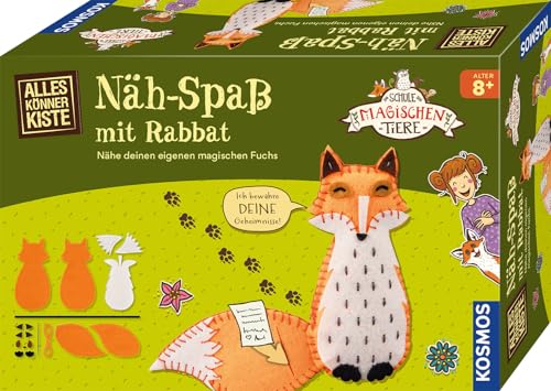 Kosmos 604677 Die Schule der magischen Tiere Nähspaß mit Rabbat, AllesKönnerKiste Nährset für Kinder,Bastelset ab 8 Jahren Nähen für Kinder mit Fuchs Rabatt aus den Schule der magischen Tiere Büchern