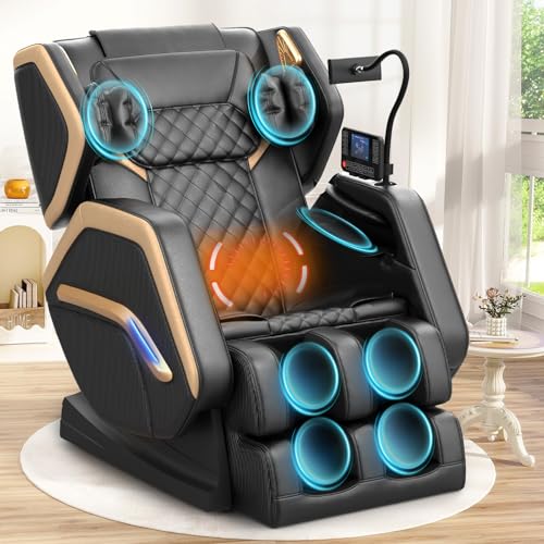NAGLIFOR Massagesessel,Ganzkörper-Massagestuhl, 14 Massagerollen, Rücken- und Beinheizung, Fußmassage, 8 Airbags, Bluetooth-Lautsprecher, Touch-Fernbedienung für Familie und Freunde