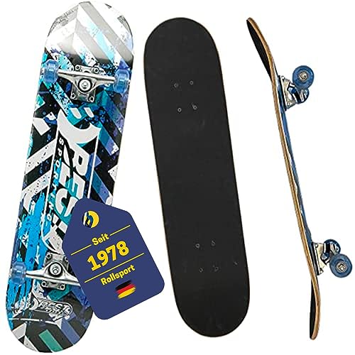 BEST SPORTING Skateboard A7 Street – Skateboard für Kinder & Anfänger mit ABEC 7 Kugellagern – Rutschfestes 7-lagiges Ahorn-Deck – 100 kg belastbar – Cooles Design (Street Blue)