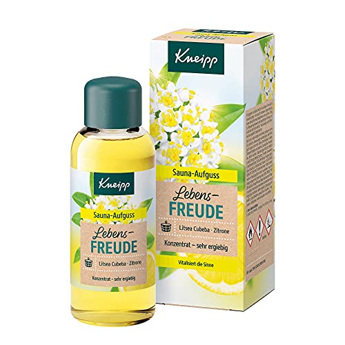 Kneipp Sauna Aufguss Lebensfreude, natürliche ätherische Öle der Litsea Cubeba & der Zitrone aktivieren Körper & Geist, vitalisiert die Sinne - ergiebiges Konzentrat für die Sauna, 100 ml (1er Pack)