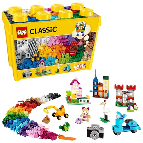 LEGO Classic Große Bausteine-Box mit kreativen Bausteinen, Kamera, Vespa und Bagger als Bauset - Spielzeug zum Bauen - Geschenk zu Weihnachten für Jungen und Mädchen ab 4 Jahren 10698