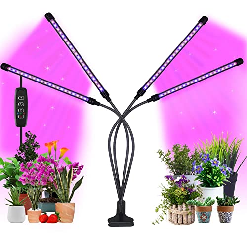 JINHONGTO Pflanzenlampe LED, Pflanzenlicht, 4 Heads Pflanzenleuchte, 80 LEDs Wachsen licht Vollspektrum für Zimmerpflanzen mit Zeitschaltuhr, 3 Modi, 10 Helligkeitsstufen