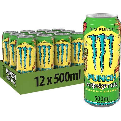 Monster Energy Rio Punch - koffeinhaltiger Energy Drink mit erfrischendem und exotischem Frucht-Geschmack - in praktischen Einweg Dosen (12 x 500 ml)