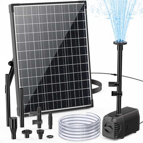 Biling Solar Teichpumpe mit Filter 20W 875 L/H Solar Springbrunnen für außen Klein 2 m Wasserleitung 5 m Kabellänge DIY Solar Wasserspiel 4 Düsen Solarpumpe für Garten Teich Brunnen Wasserfall Pool