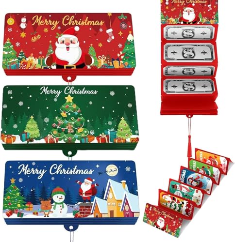Geldhalter für Weihnachtsüberraschung – Weihnachtsgeld- oder Geschenkkartenhalter mit Umschlägen, 6/10 Fächer, DIY-Überraschung, Geldumschlag, Geschenk für Familie und Freunde (3 Stück, 10 Fächer)