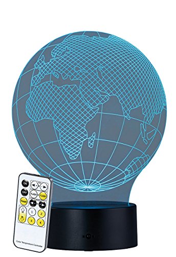 Lunartec 3D LED: 3D-Hologramm-Lampe mit Leuchtmotiv Planet Erde, 7-farbig (Hologramm-Leuchten, LED-Lichter, Tischleuchte Batterie)