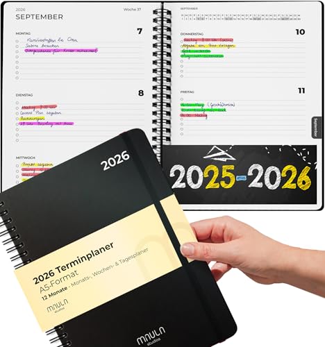Terminplaner 2026 A5 – Minimalistischer Buchkalender Juli 2025 bis Dezember 2026 – Wochenplaner für Termine & Organisation – Jahreskalender 18 Monate – Praktischer Terminkalender Buch Kalender