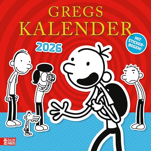 Gregs Kalender 2026: Inkl. Stickerbogen mit über 40 Aufklebern, einer Seite für jeden Monat und vielen lustigen Greg-Comics