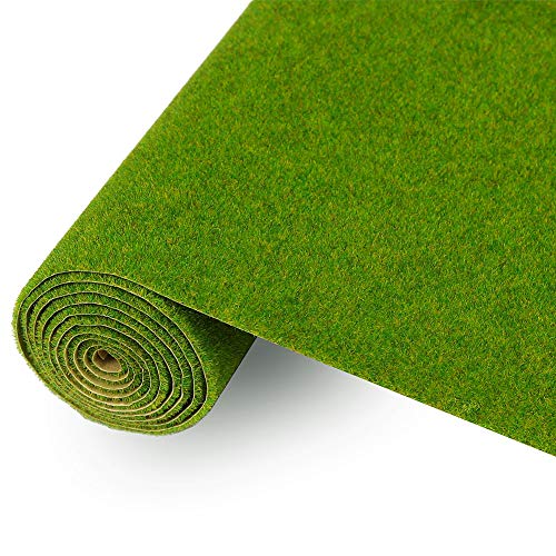 Evemodel 100 * 41 cm Grasmatte- Landschaftsbau Farblich Sortiert Wiesen Matte, Modelleisenbahnrasen Rasenmatte Grasmatte Gras Minigarten Bonsai Dekor (Gras Grün)