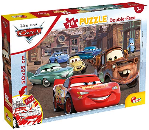 Lisciani - DISNEY Cars Puzzle - ab 3 Jahren - Double Face 2 in 1: Puzzle & Ausmalbild - Mehrere Figuren - 50 x 35 cm - Disney für kreative Spiele ab 3 Jahren