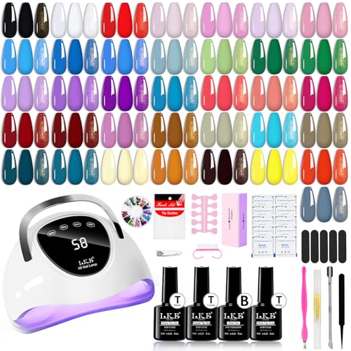 UV Gel Nagellack Set, LKEE Farben Gelnägel Kit 36 Farben Rot Gelb Grün Blau Schwarz Weiss mit 108W U V/ LED Nagellampe Gelnagellack Starterset Gel Farblack für Nägel Maniküre Starter Set