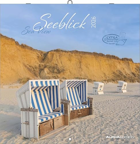 Alpha Edition - Seeblick 2026 – Broschürenkalender 30x30 cm – Wandkalender mit Küstenmotiven – Für Meeresliebhaber – 12 traumhafte Fotografien, viel Platz für Notizen, mit Feiertagen & Ferienterminen