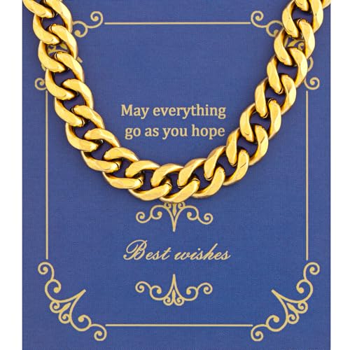 Sahoottie Goldkette Herren 46cm Lang 9mm Breit Panzerkette Herren Kubanische Edelstahl Gold Kette Männer Halskette Mann Edelstahlkette Männer Hip-Hop Kette