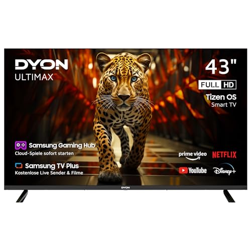 DYON ULTIMAX 43F-TI – 43 Zoll (108 cm) Full-HD Smart TV mit Samsung Tizen OS, Triple Tuner (DVB-C/-S2/-T2), Samsung Smart & Gaming Hub, Prime Video, Netflix, Disney+ [2025]